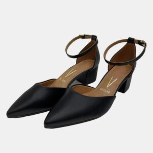 Scarpin Vizzano Bico Fino Salto Bloco Baixo - Preto