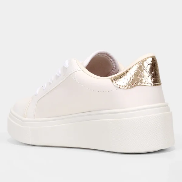 Tênis Vizzano Flatform Strass Feminino - Branco + dourado - Imagem 3