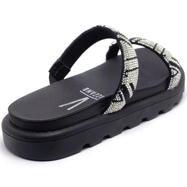 Rasteira Vizzano Flatform Strass Hotfix - Preto - 40 - Preto - Imagem 3