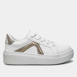 Tênis Vizzano Casual Feminino - Branco+dourado