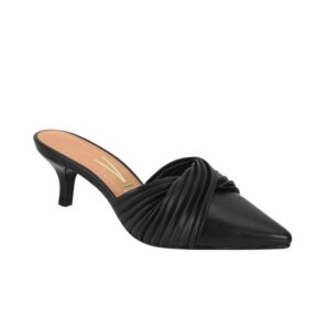 Mule Vizzano Salto Baixo Drapeado - Preto