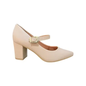 scarpin vizzano feminino pelica fivela dourada - Bege